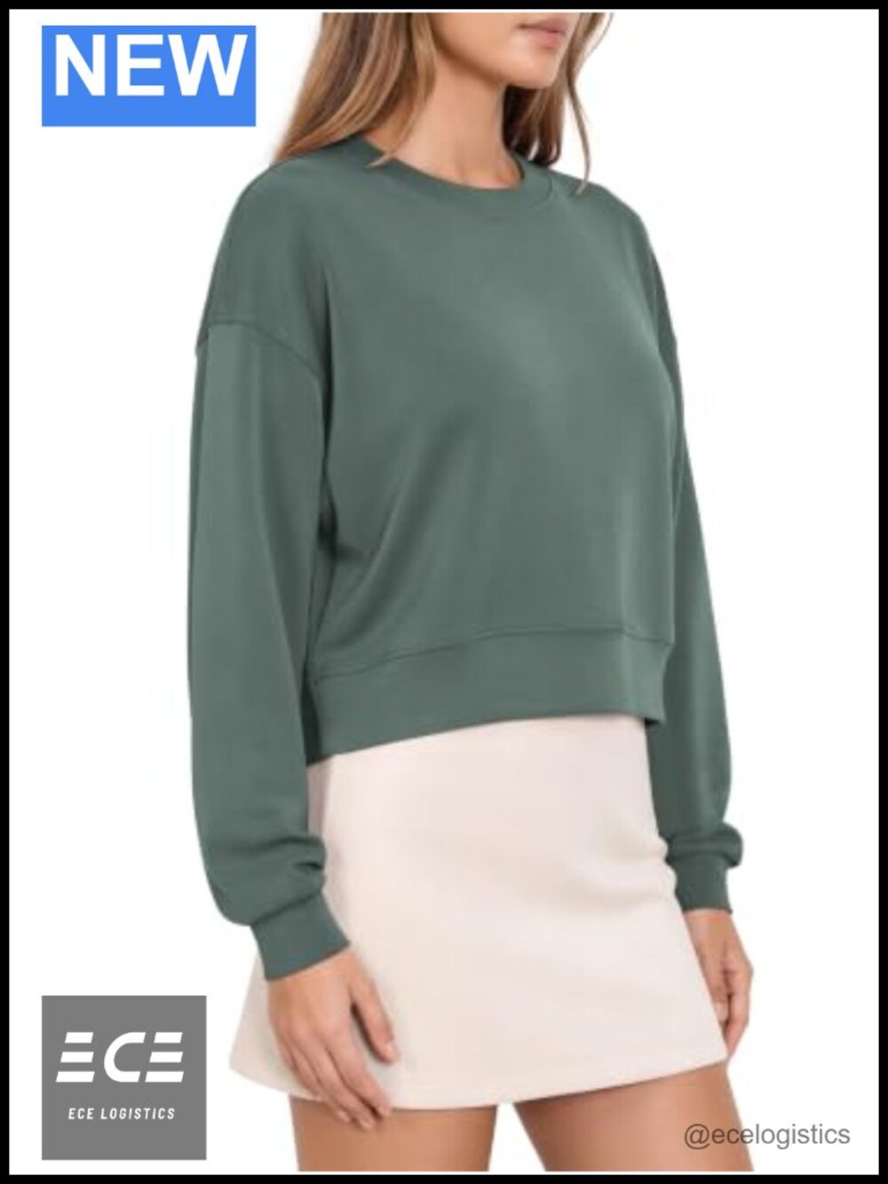 Modal Soft Cropped Sweatshirt Women Oversized Crew Neck Pullover